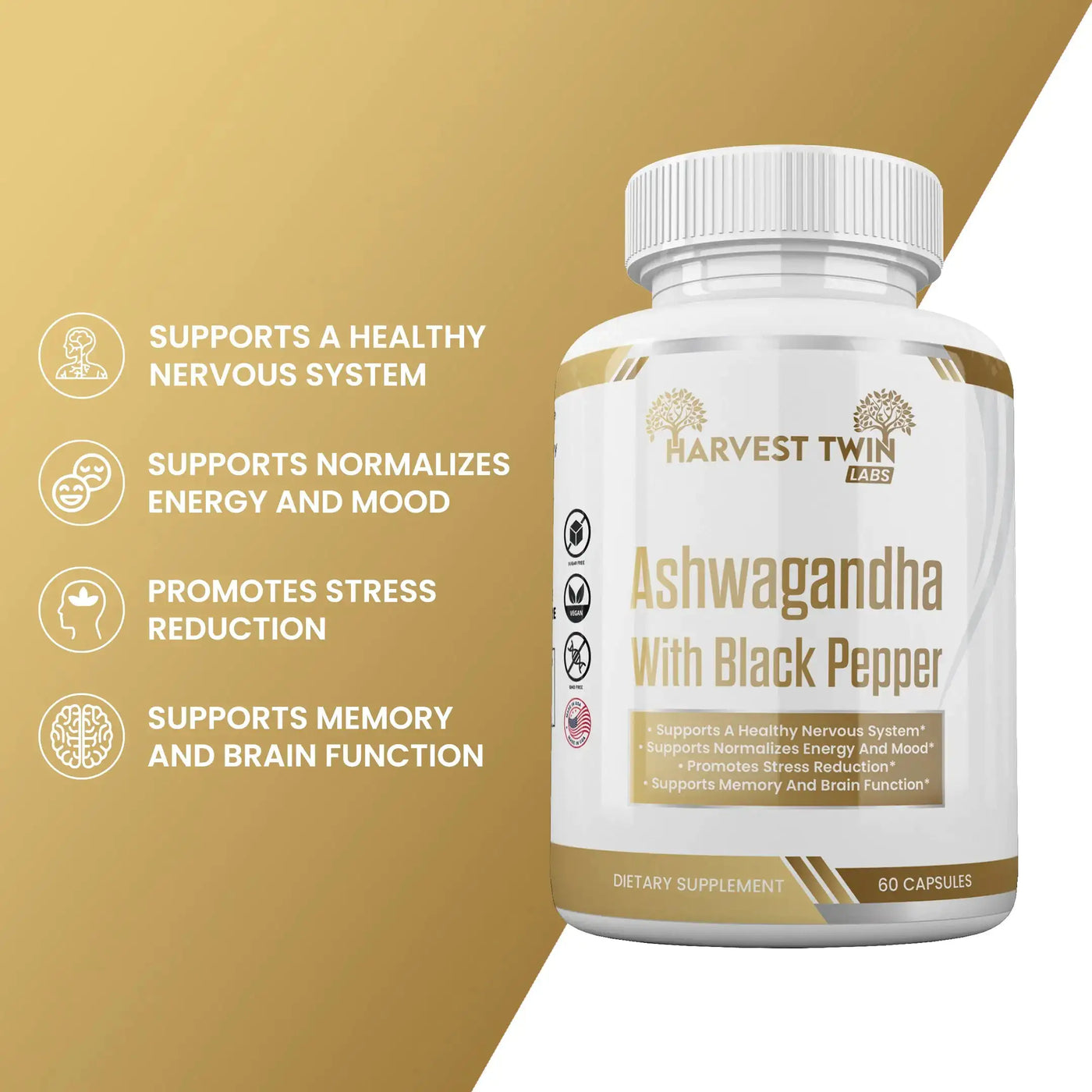 Harvest Twin Labs Ashwagandha with Black Pepper