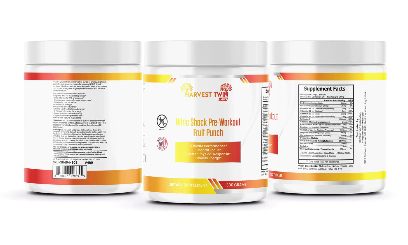 Harvest Twin Labs Nitric Shock Pre-Workout (Fruit Punch)